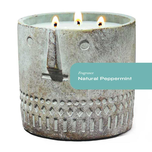 Natural Peppermint Stone Face Candle 27oz