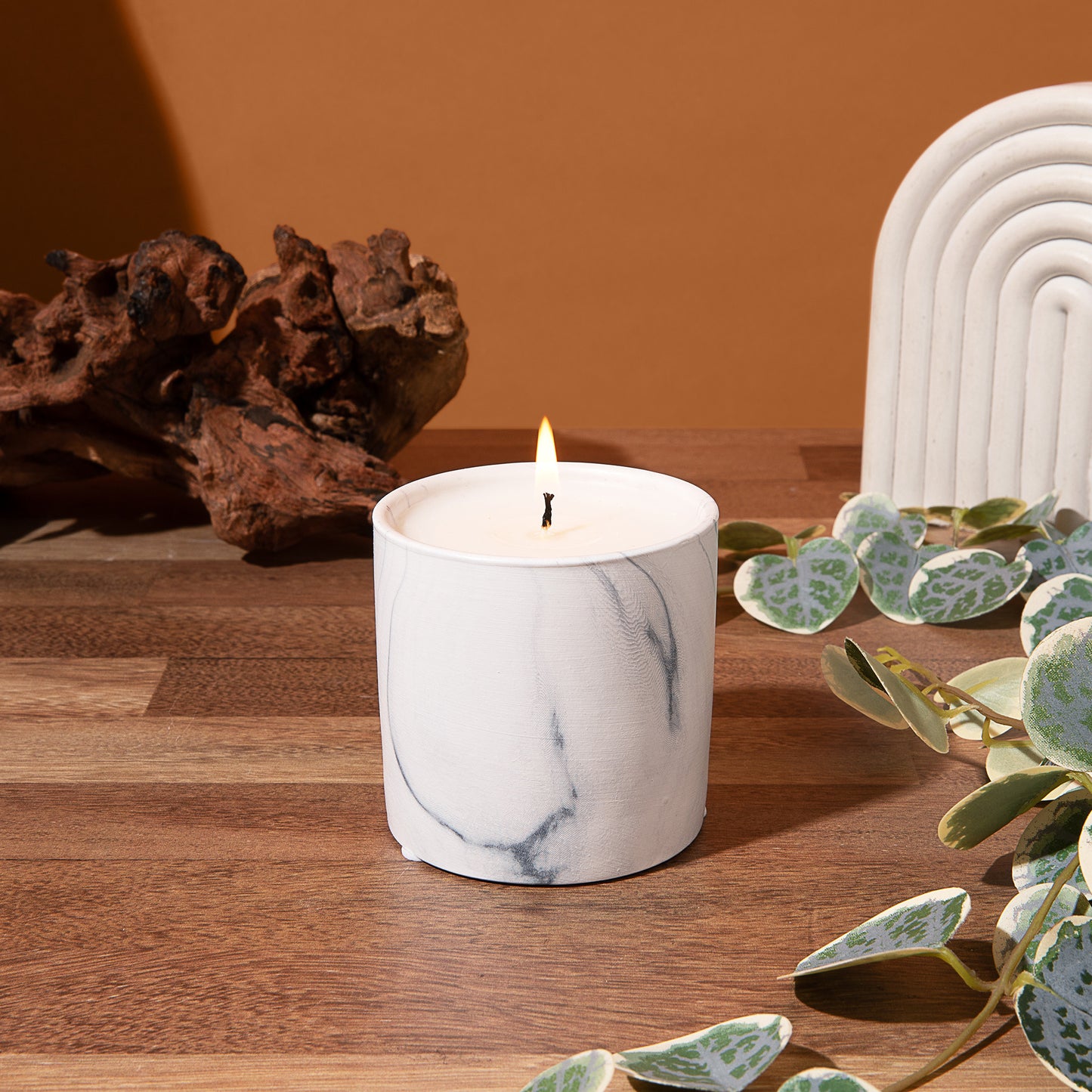 Natural Peppermint White Marble Candle 6oz