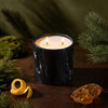 Black marbled jar candle with two flames and white wax
