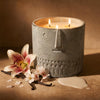 Gray stone-face candle with 4 flames, embossed diamond pattern