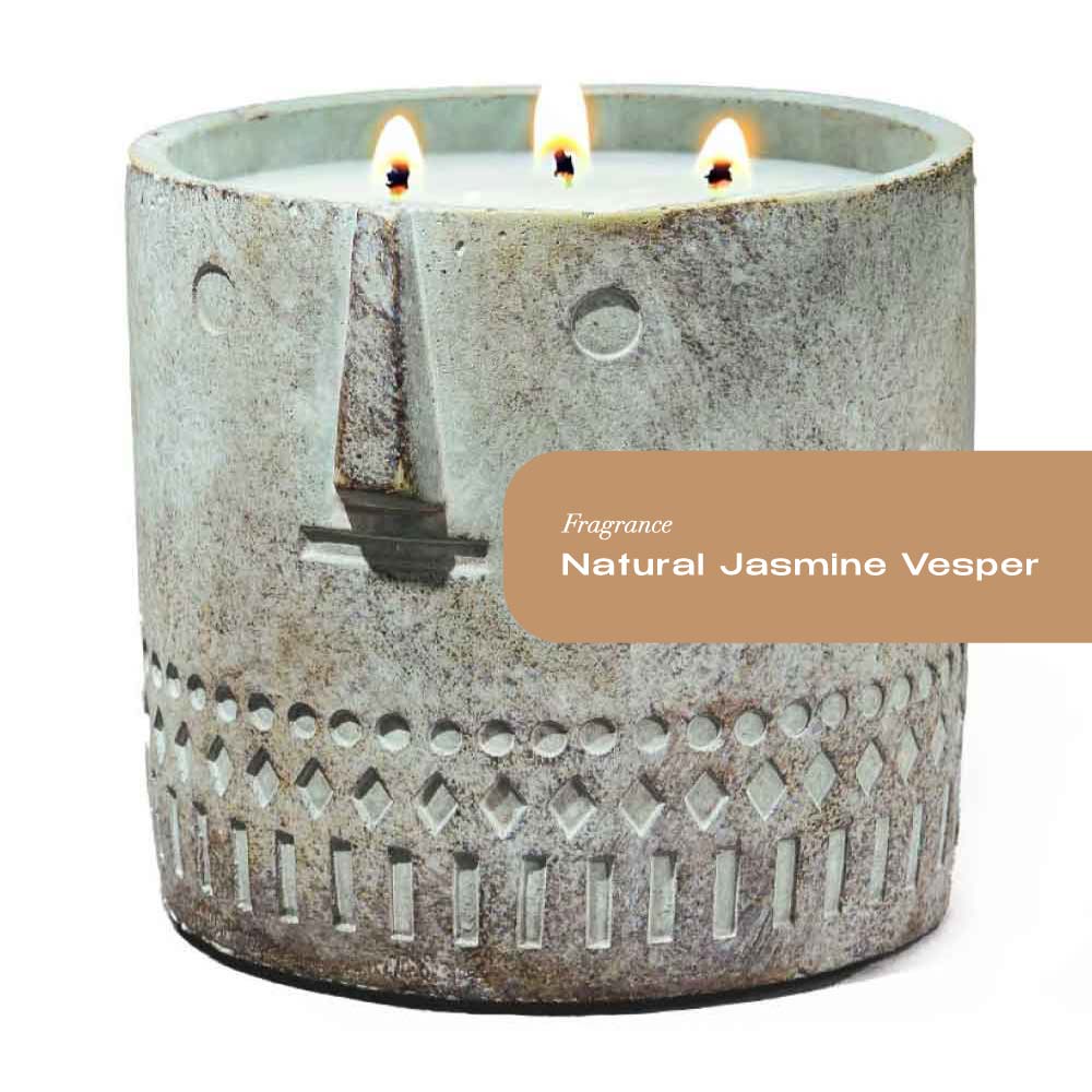 Natural Jasmine Vesper Stone Face Candle 27oz