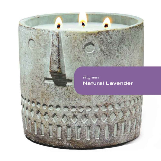 Natural Lavender Stone Face Candle 27oz