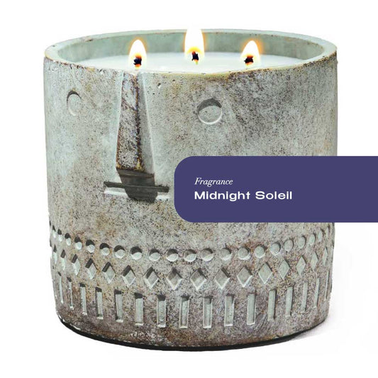 Midnight Soleil Stone Face Candle