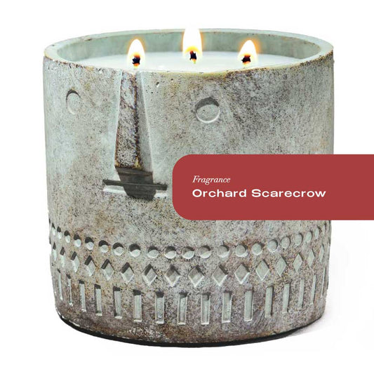 Orchard Scarecrow Stone Face Candle