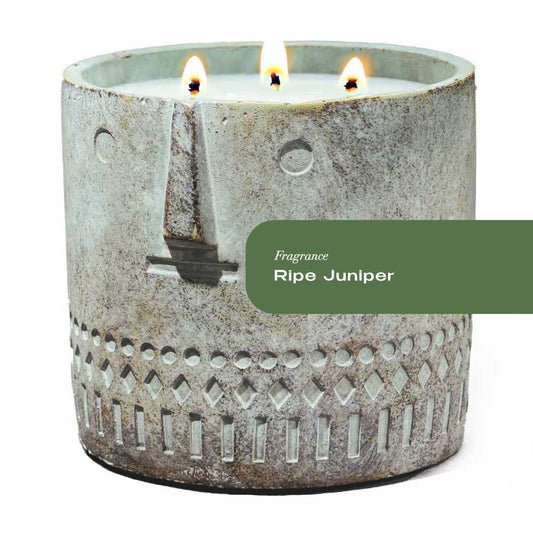 Ripe Juniper Stone Face Candle