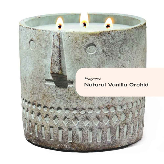 Natural Vanilla Orchid Stone Face Candle 27oz