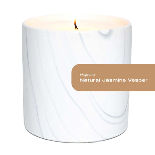Natural Jasmine Vesper White Marble Candle 6oz