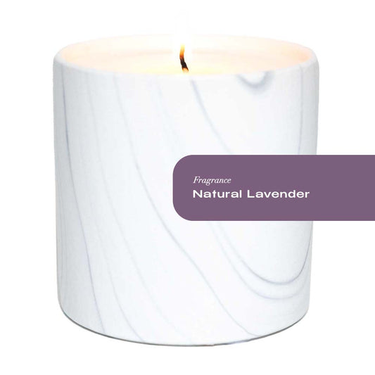 Natural Lavender White Marble Candle 6oz