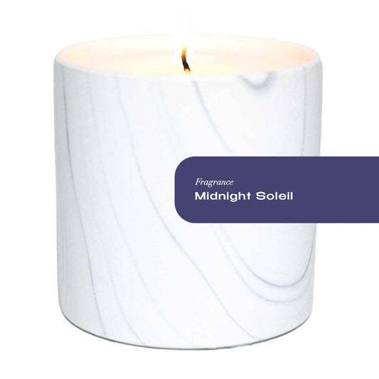 Midnight Soleil White Marble Candle 6oz