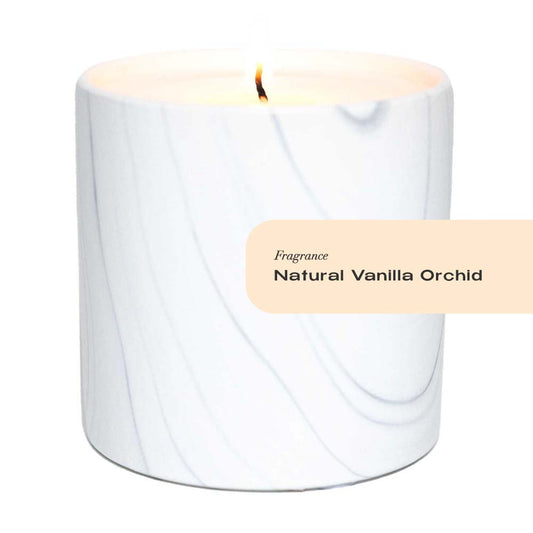 Natural Vanilla Orchid White Marble Candle 6oz