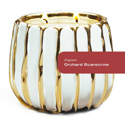 Orchard Scarecrow Gold Banded Candle