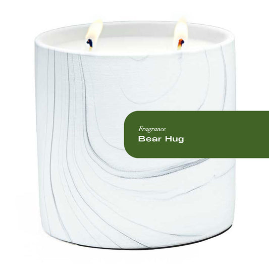 Bear Hug White Marble Candle