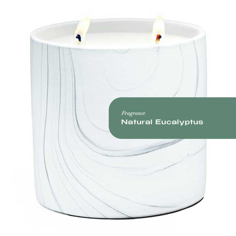 Natural Eucalyptus White Marble Candle 17oz