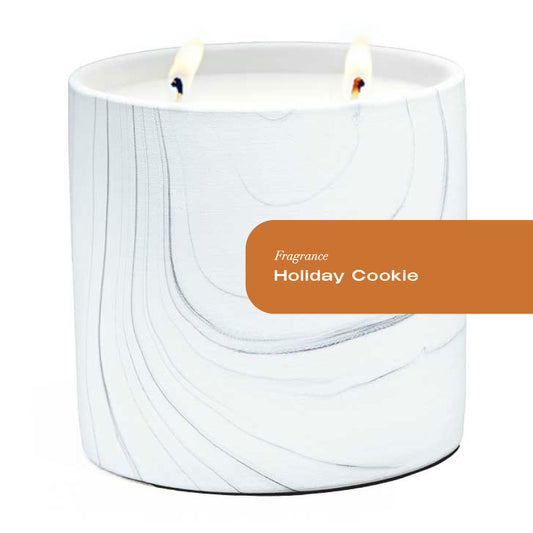 Holiday Cookie White Marble Candle