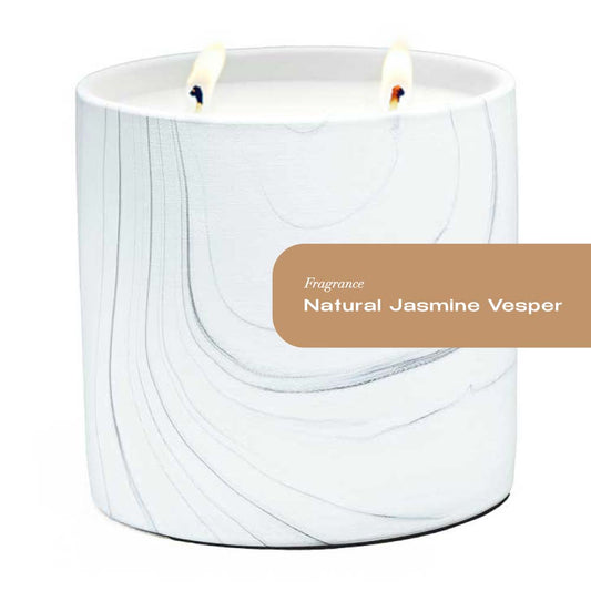 Natural Jasmine Vesper White Marble Candle 17oz