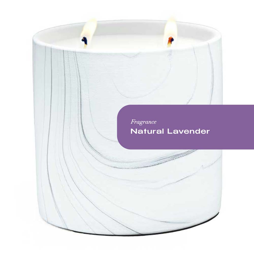 Natural Lavender White Marble Candle 17oz