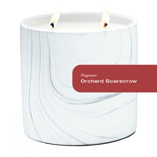Orchard Scarecrow White Marble Candle