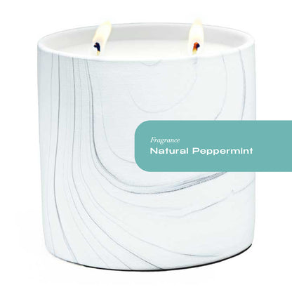 Natural Peppermint White Marble Candle 17oz