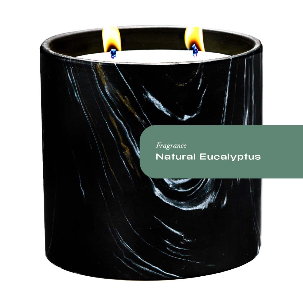 Natural Eucalyptus Black Marquina Candle 17oz