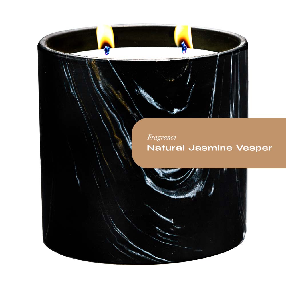 Natural Jasmine Vesper Black Marquina Candle 17oz