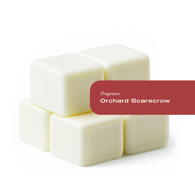 White wax melt tarts in cube blocks, Orchard Scarecrow fragrance