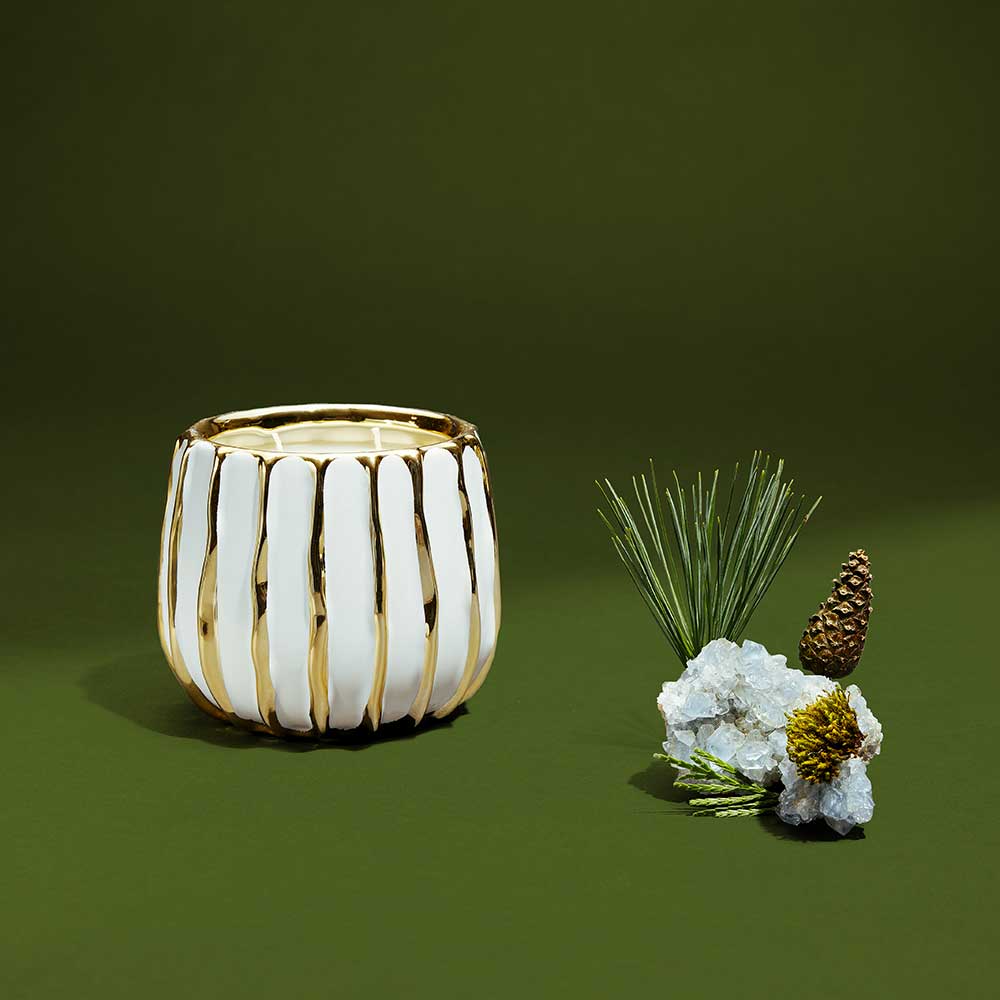 Gold Banded Ceramic Candle with Bear Hug Fragrance - Organic candles, coconut wax candles, hemp wick candles, sustainable candles, eco-friendly candles, refillable candles, recyclable packaging, reforestation efforts, carbon offsetting, plant-based candles, sustainable living, green living, ethical candles, natural candles, vegan candles, non-toxic candles, phthalate-free candles, toxin-free candles, essential oil candles, hand-poured candles, small batch candles, made in the USA candles
