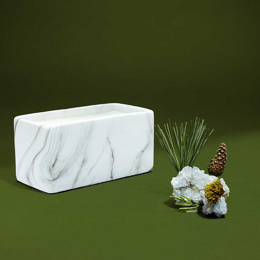 Marble Cement Prism Candle with Bear Hug Fragrance - Organic candles, coconut wax candles, hemp wick candles, sustainable candles, eco-friendly candles, refillable candles, recyclable packaging, reforestation efforts, carbon offsetting, plant-based candles, sustainable living, green living, ethical candles, natural candles, vegan candles, non-toxic candles, phthalate-free candles, toxin-free candles, essential oil candles, hand-poured candles, small batch candles, made in the USA candles