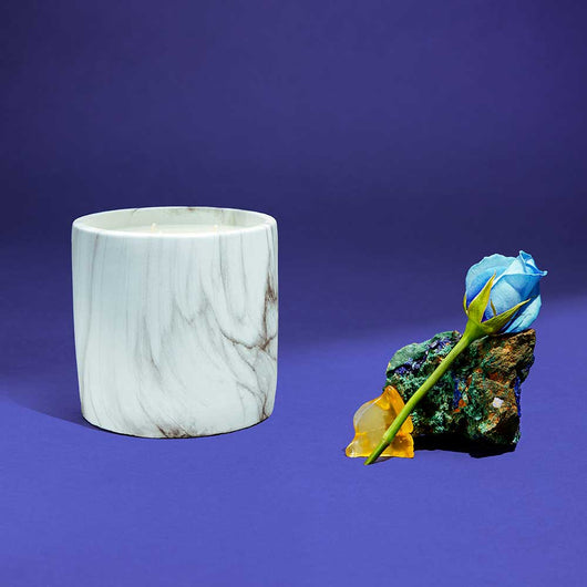 Marble Cement Round Candle with Midnight Soleil Fragrance - Organic candles, coconut wax candles, hemp wick candles, sustainable candles, eco-friendly candles, refillable candles, recyclable packaging, reforestation efforts, carbon offsetting, plant-based candles, sustainable living, green living, ethical candles, natural candles, vegan candles, non-toxic candles, phthalate-free candles, toxin-free candles, essential oil candles, hand-poured candles, small batch candles, made in the USA candles